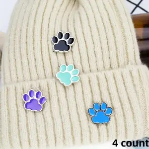 Cute Dog Cat Paw Claws Enamel Pin, 4 Counts Cute Brooches, Bag Badges Clothes Button Accessories, DIY Accessories for T-shirts Jackets Hats Jeans, Hat Clip