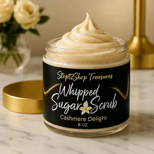 Cashmere Delight Whipped Foam Soap Sugar Scrub - Chemical Free, Soft Creamy Texture, Cashmere Inspired Scent, Luxurious Exfoliant & Cleanser