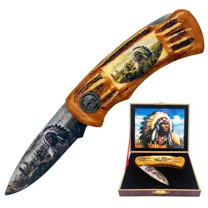 KN 978-I 4" Wildlife Gift Box American Indian Lockback Folding Knife