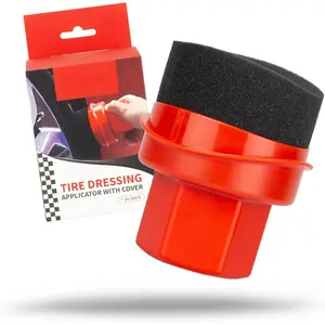 Universal Tire Shine Applicator with Protective Cover - Black  Pad with Comfortable Grip - Mess-Free Handling, Even Tire Dressing & Coating - Auto Detailing Applicator Tool