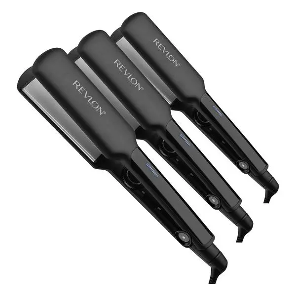 REVLON Ceramic Coated 2" Flat Iron - Fast Heating Hair Straightener for Quick and Smooth Results,Plus Travel Friendly (Black),(Pack of 3)