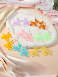 Cute 3D Dog Design Resin Dangle Earrings, Unique Design Earrings, Fashionable Jewelry for Women & Girls, Trendy All-match & Exquisite Jewelry for Birthday Gift