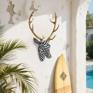 Modern Art Deer Head Wall Decor, Antlers Sculpture, Home Decoration, Stylish Wall Art for Living Room, Bedroom, Office