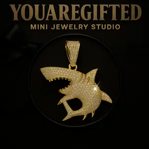 Shark Pendant Necklace For Men Hip Hop Jewelry 925 Sterling Silver With D Color VVS Moissanite Chain