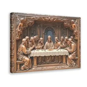 Framed Canvas Wall Art Jesus The Last Supper Watercolor Modern Christian Religious Artwork for Church and Home Decor Artistic Decoration Modern Religious Wall Art Decor