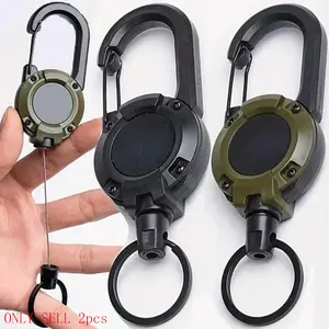 Expandable Keychain Set, Multifunctional Tactical Clip, Keychain Carabiner, 20 Inch Steel Expandable Rope, Two Colors Available, Unisex Outdoor Hiking Camping