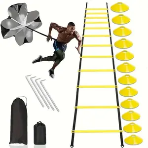 Football Training Ladder with Storage Bag, 1 Set Agility Speed Training Ladder with Accessories, Indoor & Outdoor Sports Training Equipment, Home Training Equipment, Outdoor Essentials, Ball Sports Equipment for Football Lovers