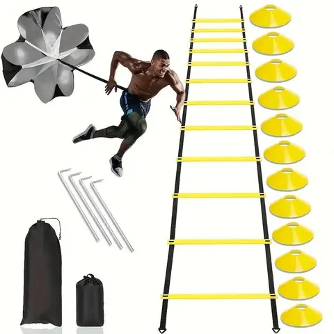 Football Training Ladder with Storage Bag, 1 Set Agility Speed Training Ladder with Accessories, Indoor & Outdoor Sports Training Equipment, Home Training Equipment, Outdoor Essentials, Ball Sports Equipment for Football Lovers