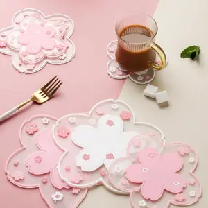 Floral Pattern Coaster Set, 4 Counts, Heat Resistant Non-Slip Table Mat, Decorative Placemat for Home Kitchen Dining Room