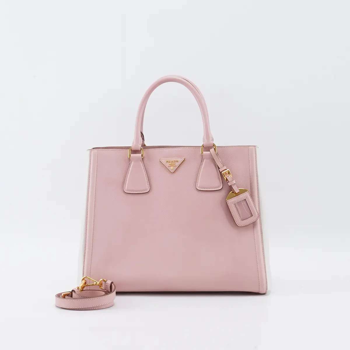 Pre-owned PRADA Calfskin Crossbody Bags Saffiano Lux Pink Handle BGP213750