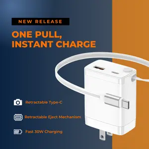 Miro Built-in Retractable GaN Charger 30W Portable All-In-One