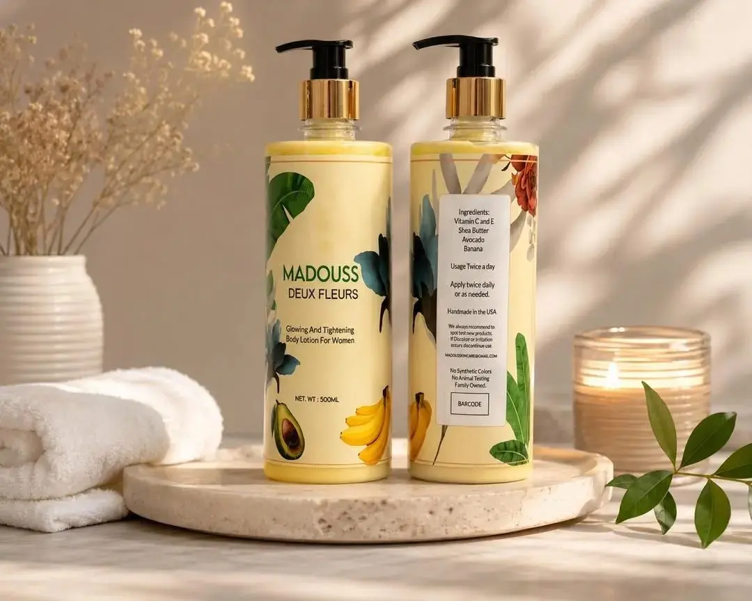 Women's Avocado & Banana Body Lotion - 500ml Vitamin C & E Hydrating Moisturizer with Shea Butter, Nourishing, Firming, Glow-Enhancing Skin Care