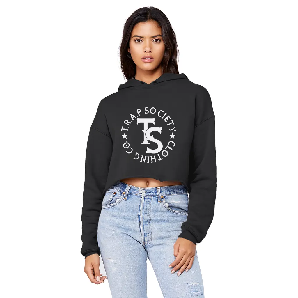 Trap Stamp Unisex Cropped Raw Edge Boyfriend Hoodie