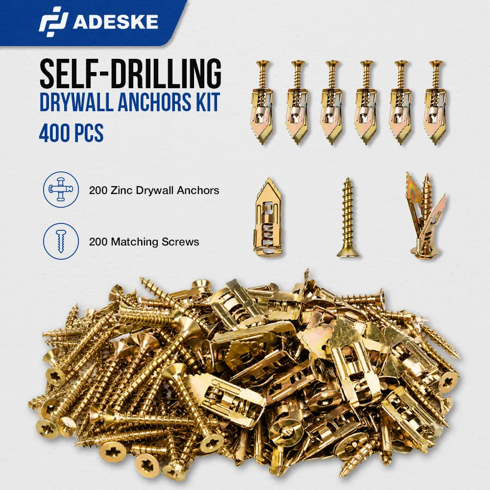 Duty Self-Drilling Galvanized Gypsum Board Anchor Bolts, Quick Installation, Home Renovation Accessories, Self-Tapping Gypsum Board Expansion Screws—No Drilling Required