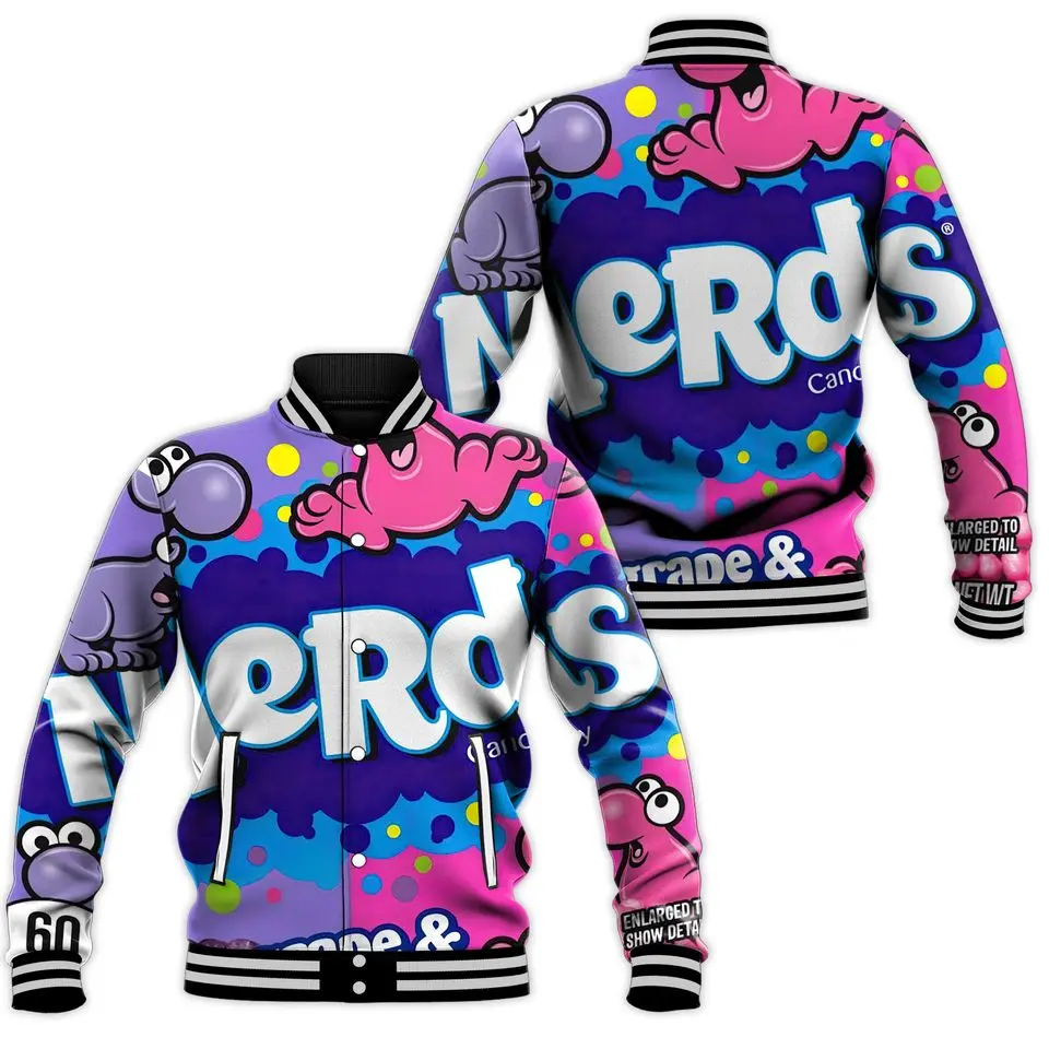 Chocolate Candy Nerds Group Halloween Baseball Jacket, Varsity Style Jacket, Unisex Sport Streetwear