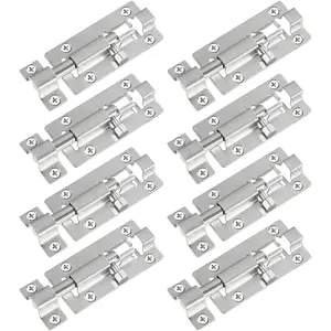 8 Pack Barrel Bolt Latch, Slide Bolt Latch 3 Inches Slide Latch Lock, Thickened Stainless Steel Sliding Lock for Door, Brushed Finish Sliding Bolt Lock, Sliding Bolt Latch with 48 count Screws
