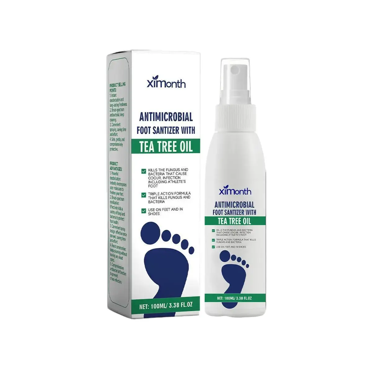 3-Pack Natural Foot and Shoe Sanitizer Spray, Refreshing Tea Tree Oil Mist for Dry & Itchy Feet, Daily Odor Control for Men & Women