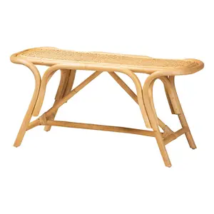 bali & pari Septa Natural Brown Rattan Accent Bench