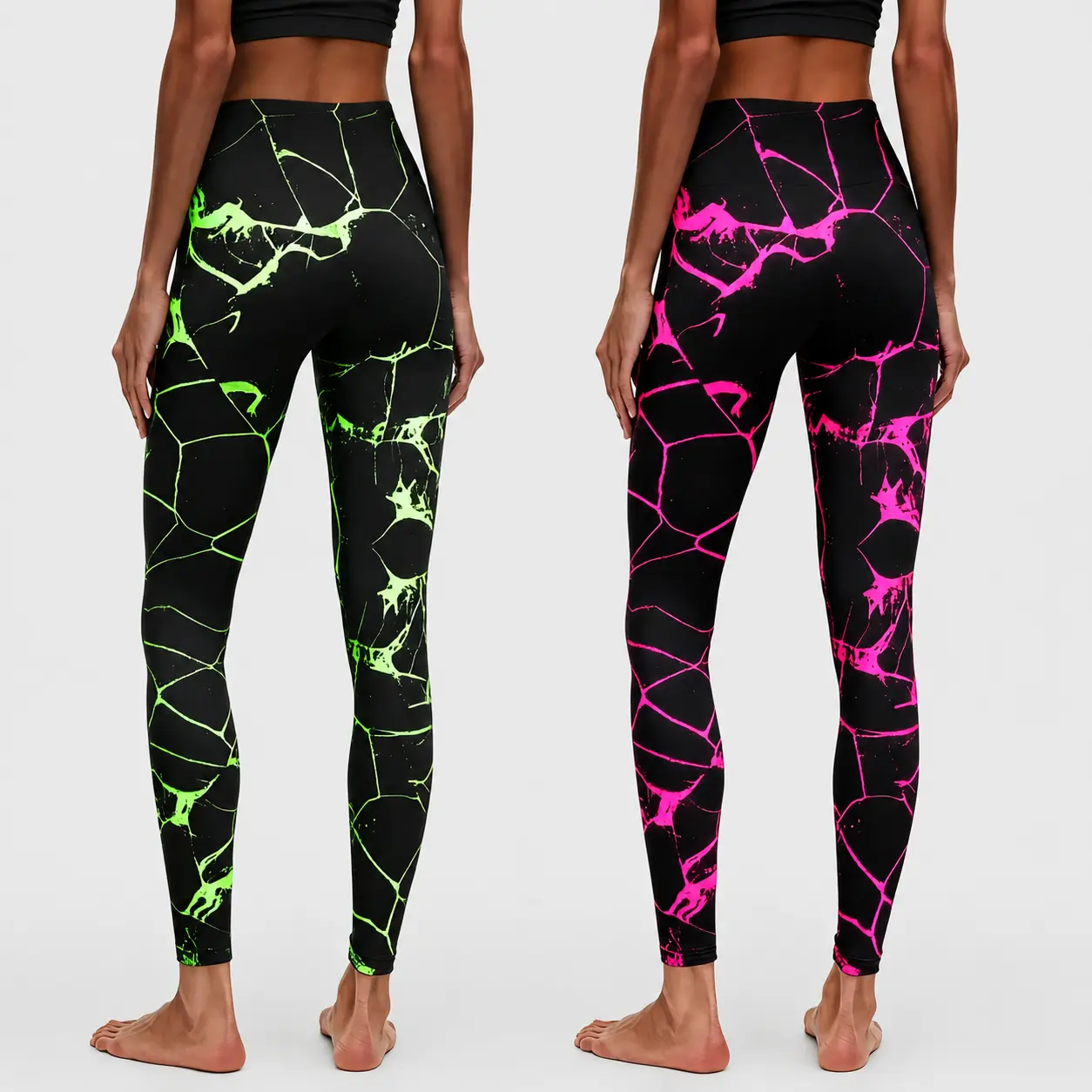 New High Waist Print Yoga Leggings for Women, Fluorescent Color Workout Tights That Brighten Your Look, Slimming Elastic Running Gym Pants with Compression Fit, Great for Yoga, Running, Fitness, and Active Summer Workouts – Comfort Meets Style