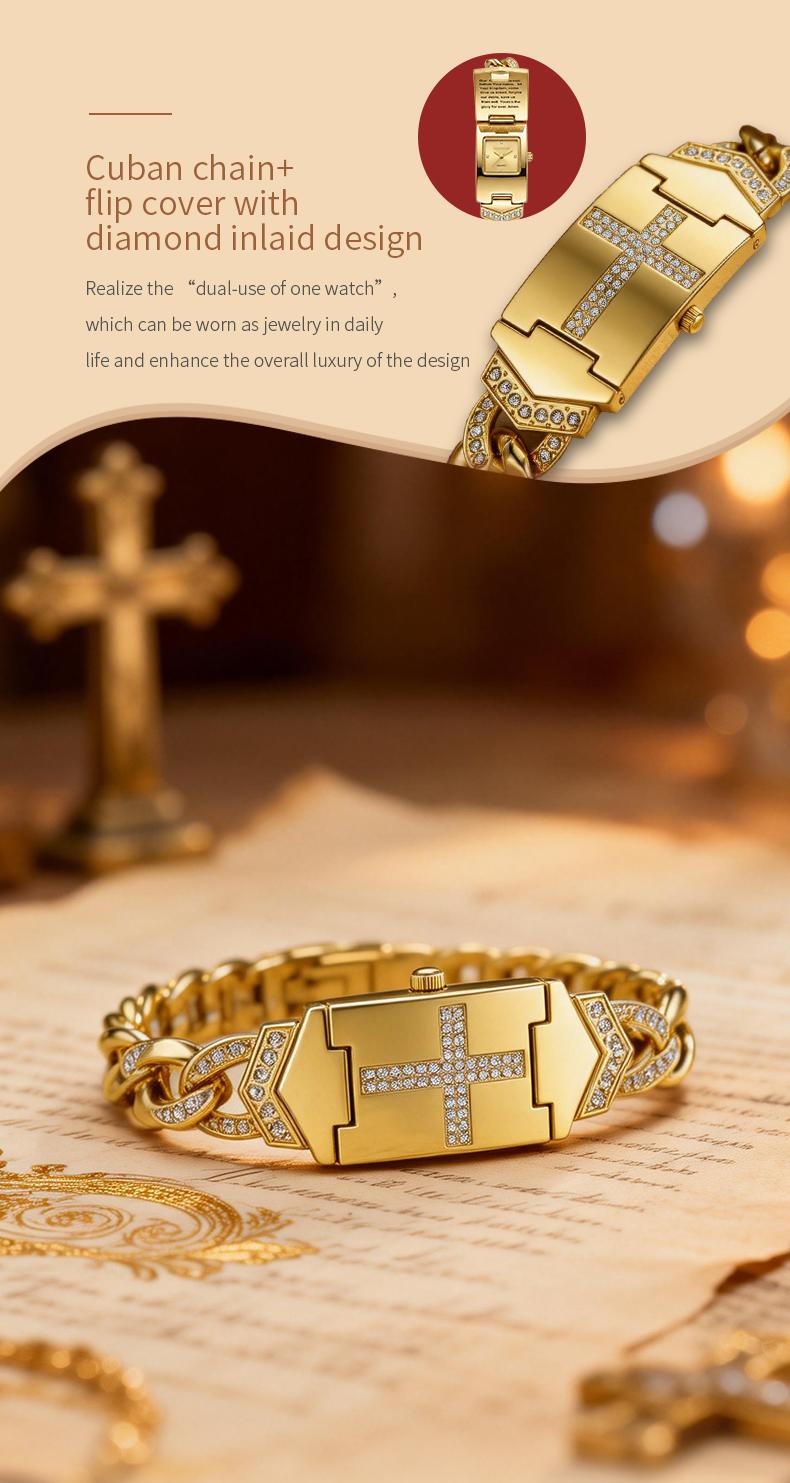 Gold Cross Bracelet Watch SummerWins 4th of july accessories Sparkling Crystal Cross Embellishment, Geometric Rectangular Dial, Premium Metal Bracelet Timepiece, Perfect for Daily Elegance & Gifting Perfect Mother’s Day gift Gold Cross Bracelet Watch SummerWins 4th of july accessories Sparkling Crystal Cross Embellishment, Geometric Rectangular Dial, Premium Metal Bracelet Timepiece, Perfect for Daily Elegance & Gifting Perfect Mother’s Day gift