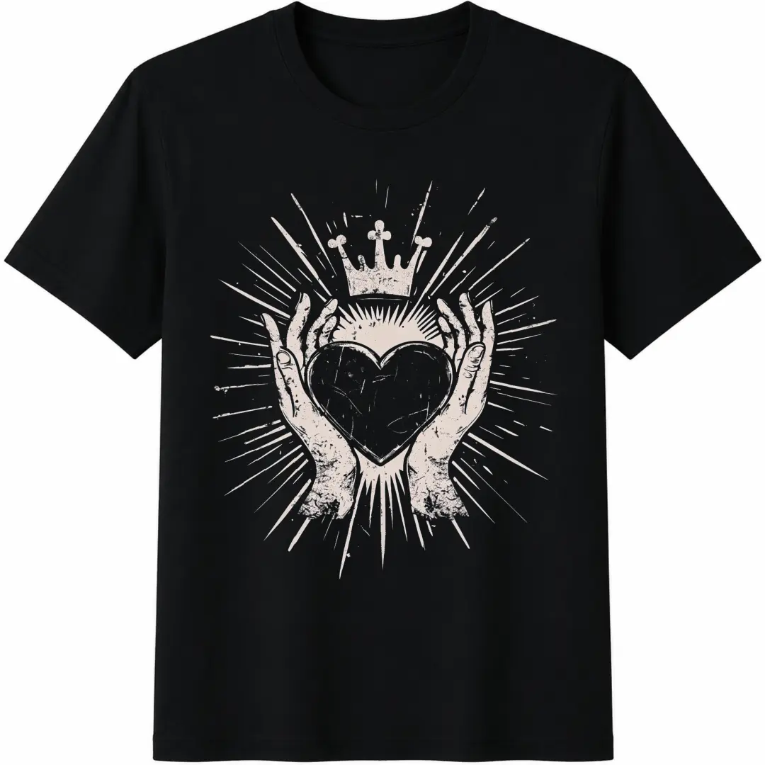 Distressed Claddagh Graphic Shirt - Irish friendship, heart, love, loyalty Unisex Fit Tshirt Mens Womans – Tee in Pepper