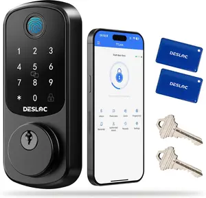 DESLOC Fingerprint Smart Door Lock, Smart Bluetooth Deadbolt, 5-in-1 Keyless Security Lock, App Control,  Touchscreen Keypad, Emergency Power Port, 12 Months Battery, IP54, TikTokshopblackfriday