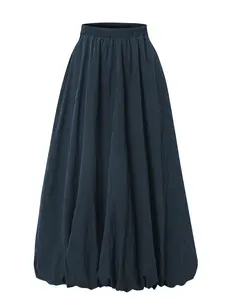 Spring Summer High Waist Elastic Loose Fit Midi Skirt, Fashionable Pocket Design, Casual Daily Wear, Perfect for Vacation Travel