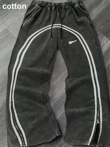 Men's Patchwork Striped Print Sweatpants, Regular Fit Casual Comfy Jogger Pants for Spring & Fall, Men's Trousers for Daily Wear, Cotton