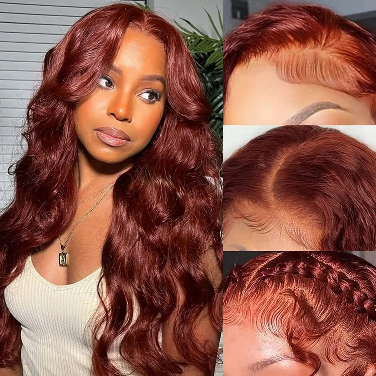 Aaliweya #33 Auburn Reddish Brown Body Wave 13x4 HD Lace Front Wig Human Hair 180% Density Glueless Wig for Black Women