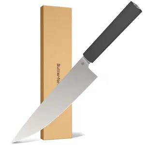 Butterfork Purest 8” Chef's Knife with Oak Sheath, AR-RPM9 Stainless Steel, Replaceable ABS Handle, Dark Grey, Presented in a Premium Gift Box