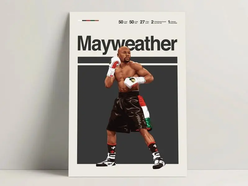 Floyd Mayweather Poster, Boxing Poster, Modern Boxing Print, Minimalist Boxing Wall Art for Office, Boxing Bedroom Decor, Boxing Gift Ideas