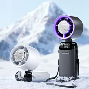 Handheld Portable Turbo Fan with Ice Cooler, Powerful 21000 RPM, Speed (1-199), Up to 14Hrs Cooling, Rechargeable Personal Fan, Small Pocket Hand Fans for Travel/Outdoor/Home/Office