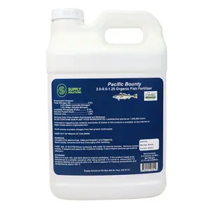 Pacific Bounty Organic Liquid Fish Fertilizer 2.0-0.5-1.25 NPK 2.5 Gallon with Beneficial Microbes for Fruits Vegetables Flowers Shrubs OMRI Listed