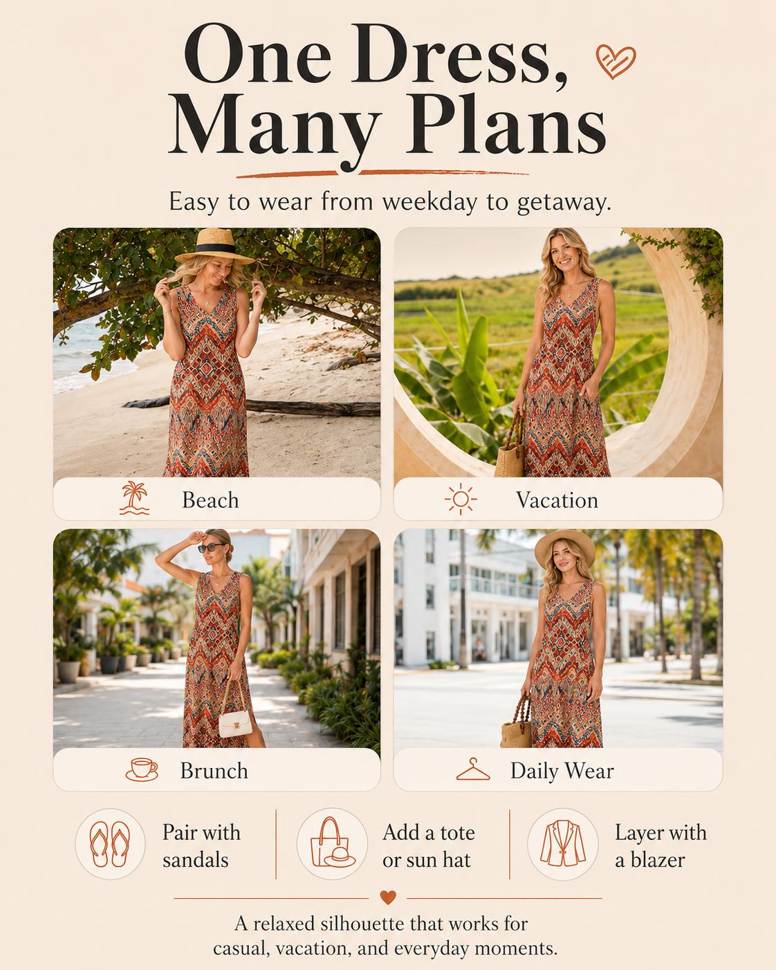 WIHOLL Summer Casual Floral Dresses Maxi Dress Vacation Beach Sundresses 2025 with Pockets
