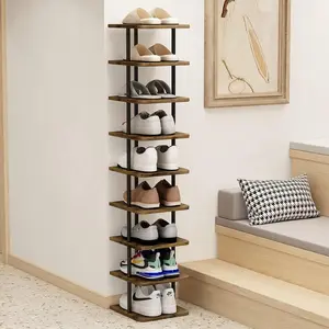 9-Tier Iron Shoe Rack — Space-Saving, Narrow Design for Entryways Multi - Exquisite & Elegant — Layer Solid Wood Storage Shelf for Foyers & Dorms — An Essential Solution for Small Apartments