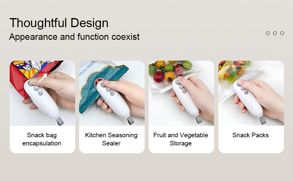 Mini snack bag sealing machine,Portable mini plastic bag sealer 2 in 1, plastic material, rechargeable, suitable for sealing and sealing snacks, coffee and pet food packaging Kitchen Preservation,Gift for Mother's Day