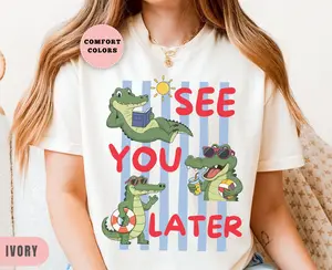 End Of Year Teacher Shirt Comfort Colors Last Day Of School Teacher Shirts Teacher Summer Tshirt Striped See You Later Alligator Tee