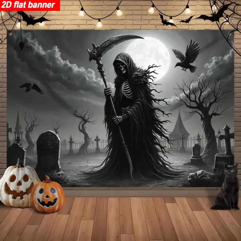 Neon,Nature,Bohemian,Sun,Extra Large Day of the Dead Polyester Tapestry - Grim Reaper-Cemetery Bats Art, Custom Image Upload Vinyl, No-Install, Halloween Gift, Indoors Bedroom Wall Decor, Hand Washable Chemical-Free Cold-Resistant Home Supply, Halloween A