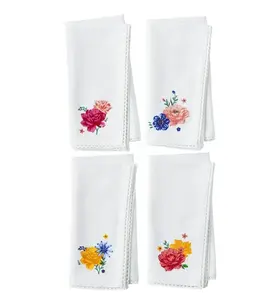 Flowering Frontier Fabric Napkin Set, Multicolor, 20"W x 20"L, 4 Piece