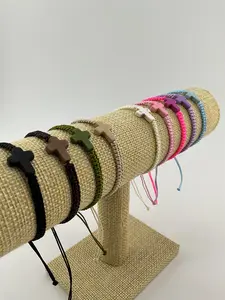 Adjustable Macramé Bracelets with Natural Stone Cross charm for Men and Women, bible verse christian bracelet, friendship bracelets