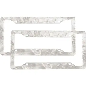 2 Sets Mother Pearl Premium License Plate Holder - Car Truck SUV Front and Rear Bracket for Enhanced Night Vision 4 Holes ﻿