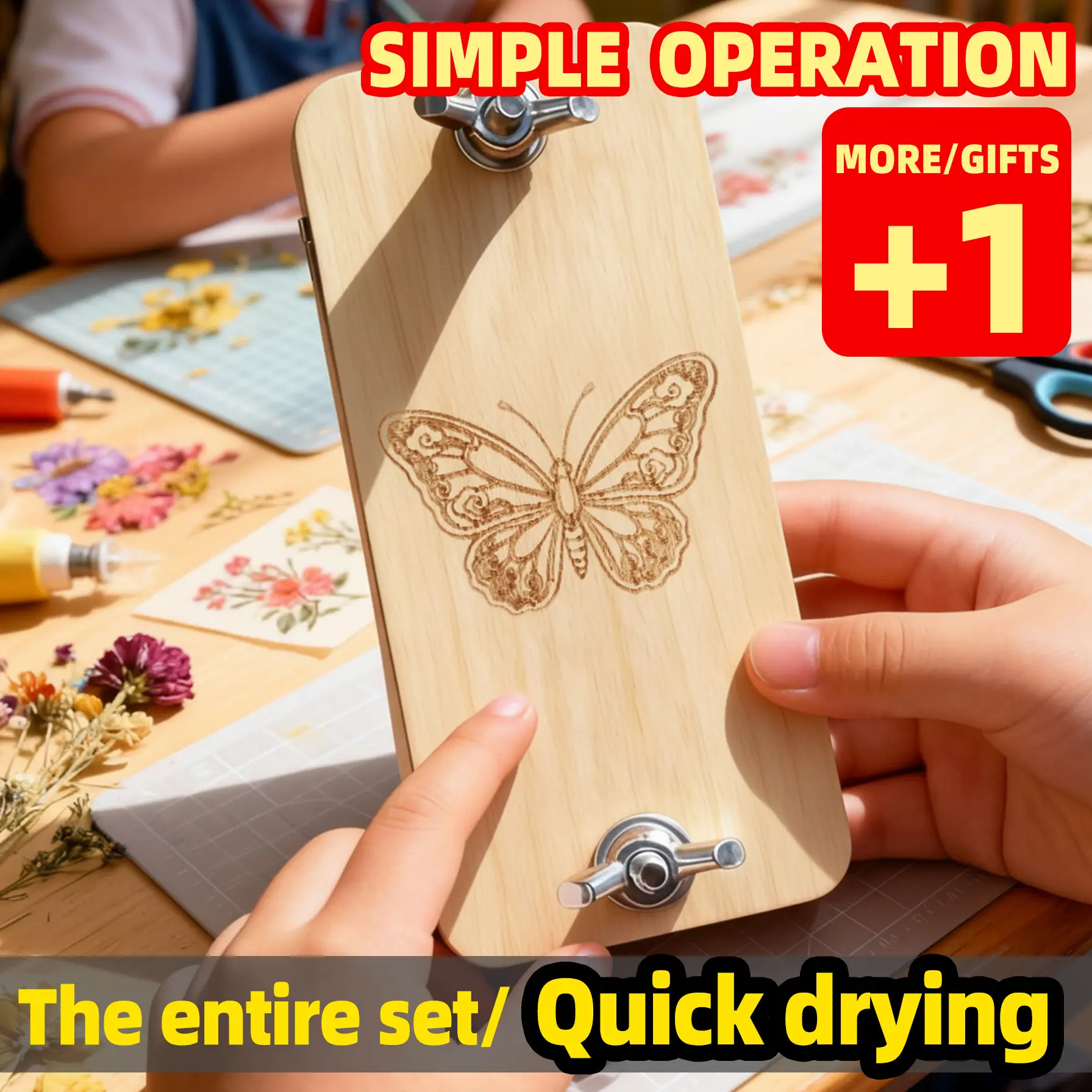 Wooden Mini Flower Press Kit, Portable Pocket Tool for Dried Flowers & Insect Specimens, Easy-to-Use DIY Home Decor Accessory