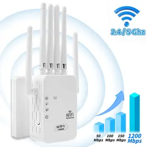 WiFi Extender Signal Booster,Dual Band WiFi Booster,1200Mbps,Covers Up to 12,000 Sq.ft & 100 Devices,WiFi Extender,WiFi Extenders Signal Booster for home,One-tap Setup,WiFi Range Extender,Wireless Signal Repeater