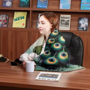 Small Blanket, Blue Peacock Flower Blanket, Flannel Home Decorative Plush Blanket, Soft Durable Multifunctional, Perfect for Home Use