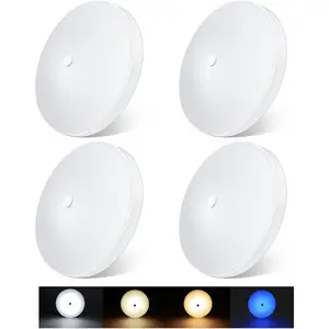 RV 3CCT 4.5'' LED Ceiling Dome Light, 3000K/4500K/6000K Switchable with Blue Nightlight, 12V Puck Light For Motorhome, Camper, Trailer, Boat, Surface Mount with Dimmer Switch (4 Pcs)