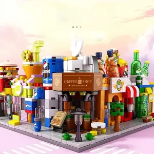 Lele Brothers 8755 Mini Street Scene Building Model, Toy Blocks, Interlocking Blocks, City Construction Set, Educational Plaything