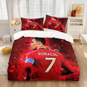 This C-Ronaldo-Themed Duvet Cover Set， Includes One and A Half Coreless Pillowcases, Brimming with Football Culture and Making A Thoughtful Gift. Soft and Comfortable, It'S Perfect for Bedrooms and Guest Rooms, Perfect for All Seasons, Washable Covers