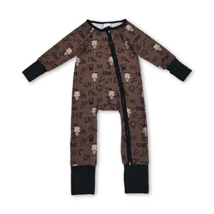 Baby Boy Winter Romper Western Clothes Cow Zip Romper