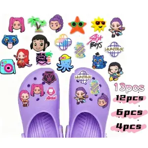 Unisex K-Pop Shoe Charms & Buckles, PVC Patch Decorations, Perfect for Christmas Parties, Suitable for All Ages, Versatile Use