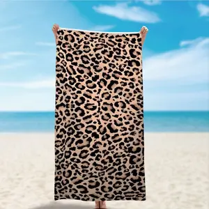 Classic Leopard Print Beach Towel, Super Absorbent Microfiber Mat, Large Bath Towel, Ideal for Travel, Swimming Pool, Diving, Surfing, Yoga, Camping